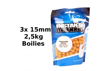 3x Kevin Nash 2,5kg Instant Action 15mm Boilies Tandoori Spice