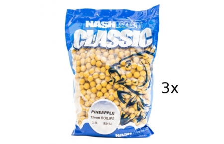3x 2.3kg Nash Baits Classic Boilies 20mm Pineapple