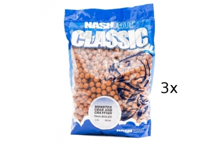 3x 2.3kg Nash Baits Classic Boilies  20mm Monstercrab + Crayfish